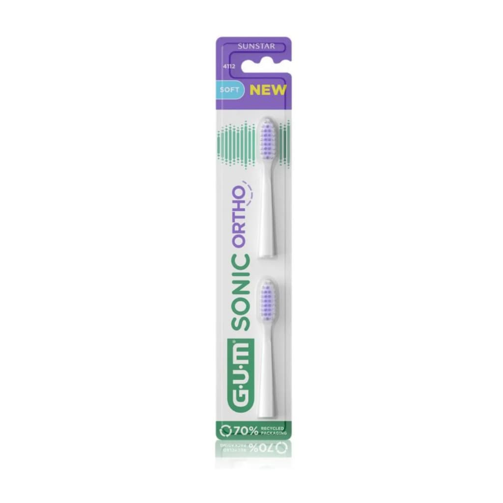 Refil/Cabeça para Reposição de Escova de Dente Sonic Ortodôntica GUM - 2 Unidades Branco
