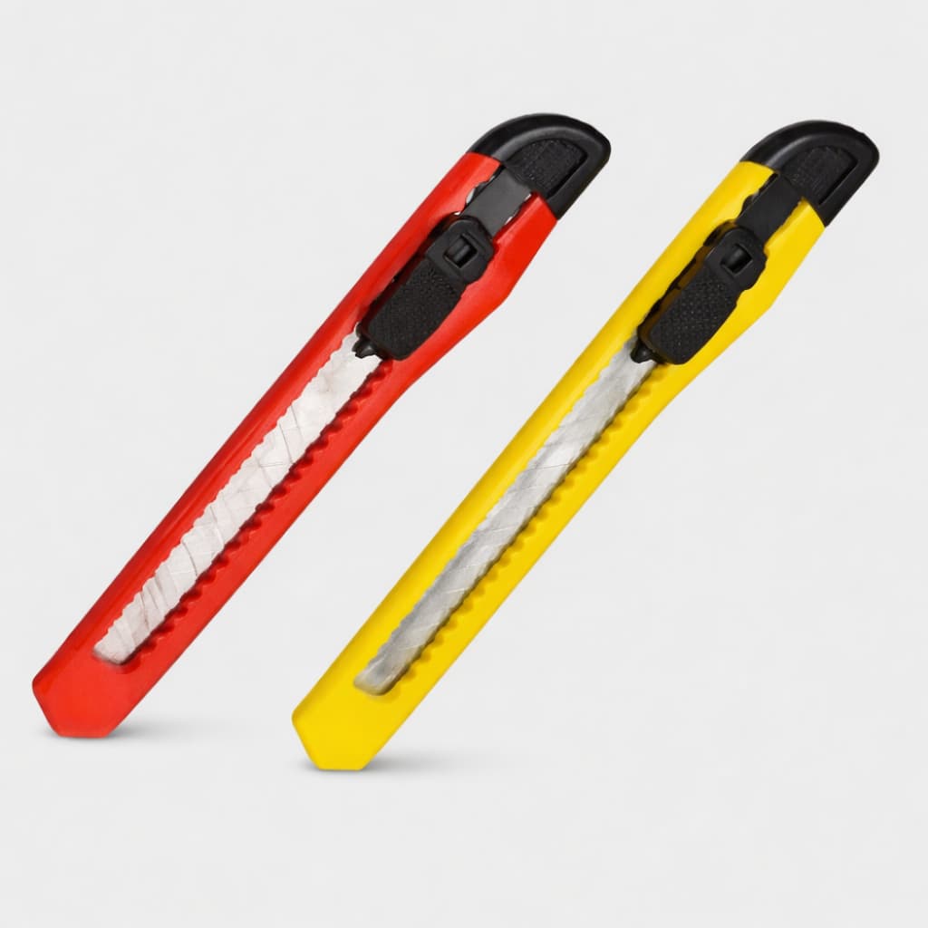Estilete Plástico Lamina 9mm Estreita Cores Kit 3, 6, 9, 12 unidades Estilete + Lamina