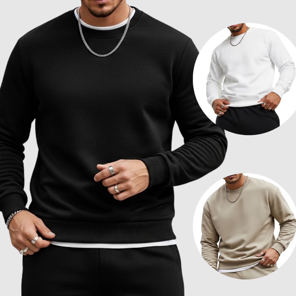 Moletom Gola Careca Unissex Flanelado 100% Algodão – Básico Atemporal para o Inverno