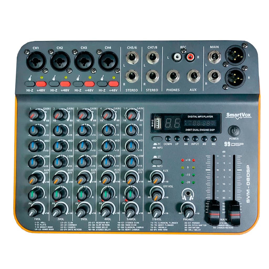 Mesa de Som 8 Canais Profissional Bluetooth USB Efeito Mixer