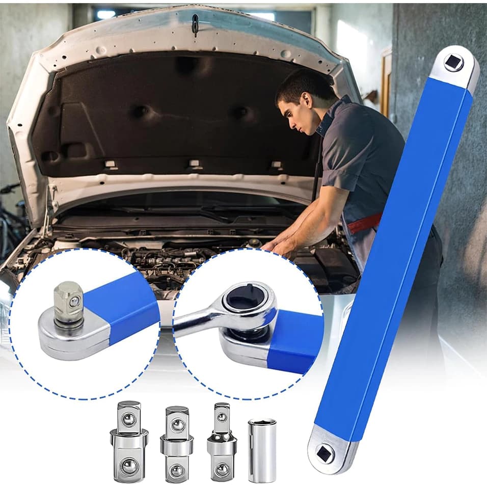 Kit Extensor Multifuncional 15" para Chave Catraca | Aço Carbono para Espaços Apertados Automotivos