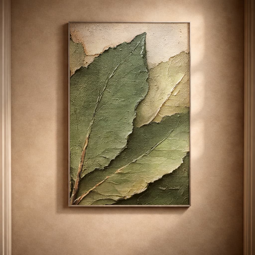 Quadro Decorativo Folhagem Verde Clean Tropical Elegante Minimalista Decoração Para Sala Quarto Hall