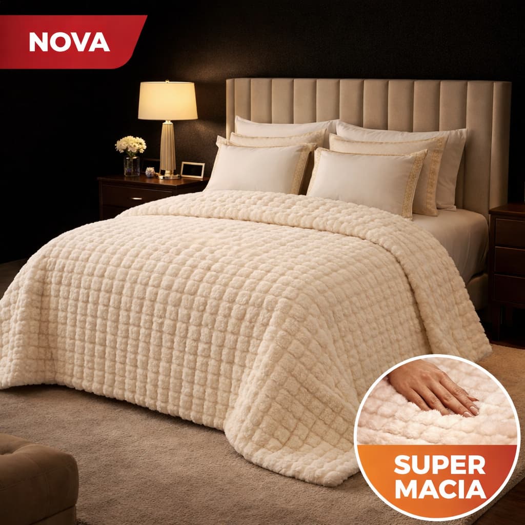Manta Cobertor Queen 2,20x2,40 Ultrasoft Premium Muito Macia Grossa Luxo Modelo Turtle Casal Inverno Peseira Decoração