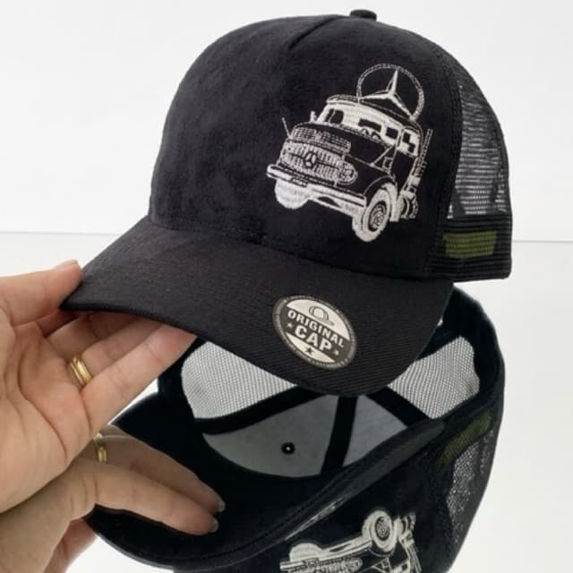 Boné caminhão Mercedes benz boné trucker de telinha aba curvada e regulagem