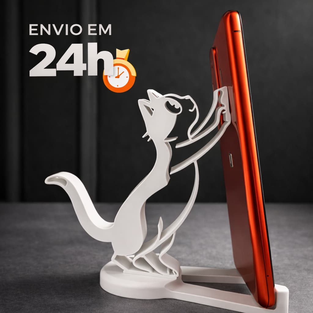 Suporte de Celular Gatinho Minimalista -  Fofo e Elegante para Celular, smartphone, iphone e Android