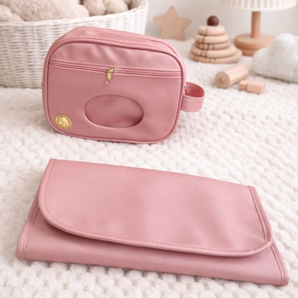 kit necessaire porta lenço + trocador portátil e prático
