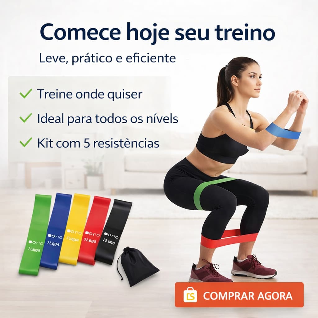 Mini Band Kit 5 Faixas Elásticas Resistência Treino -Casa Glúteos Academia Fisioterapia Reabilitação