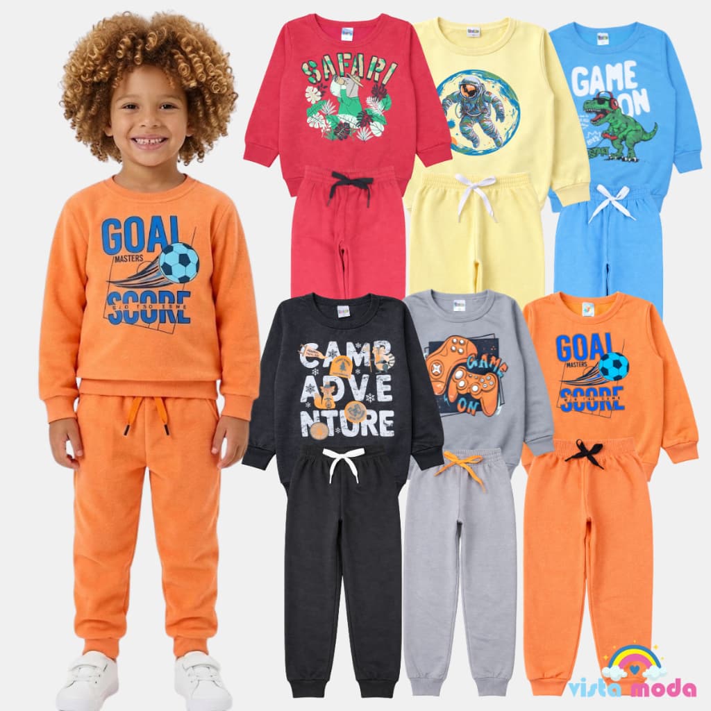 Kit 6 Peças De Moletom Infantil Menino Inverno 3 Conjuntos De Frio