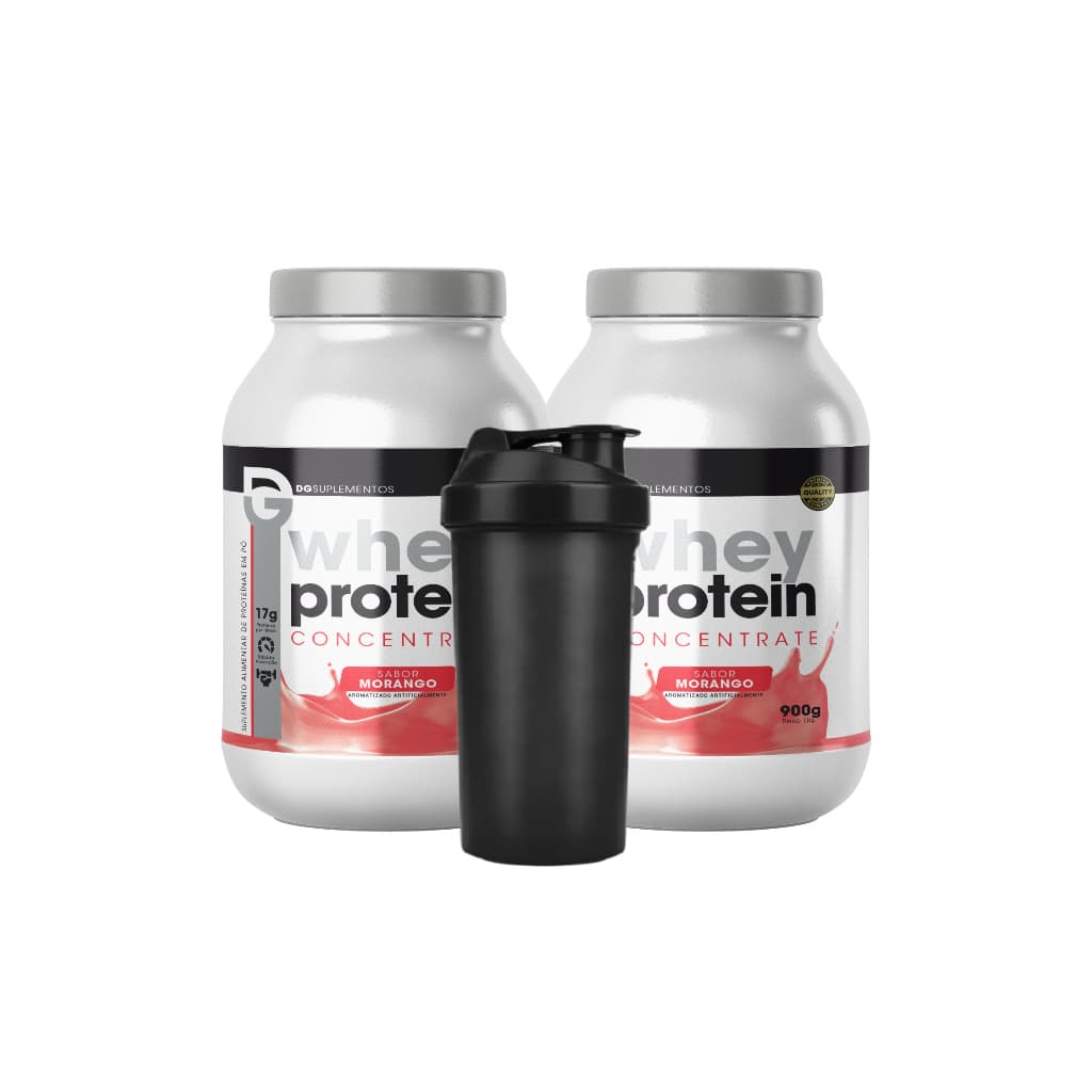 Kit 2x Whey Protein Concentrate 900g + Coqueteleira 600ml - Dg Labs
