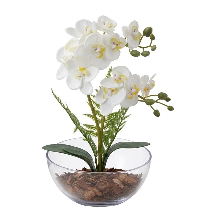 Planta Artificial Arranjo de Orquídeas Vaso Lua Decoração