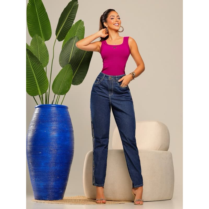 Calça MOM Lança Perfume Escura Sem Elastano Premium Estilosa