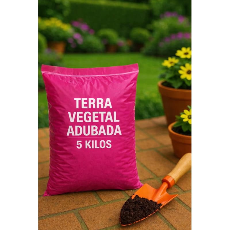 Terra Vegetal Adubada Orgânica 5kg Para Jardins e Hortas
