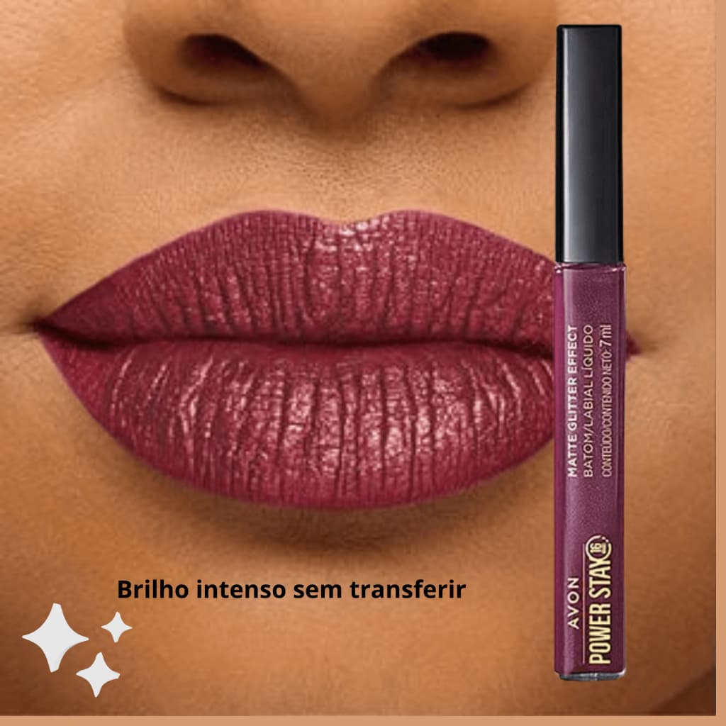 Batom Líquido Glitter Power Stay Marsala Radiante Avon