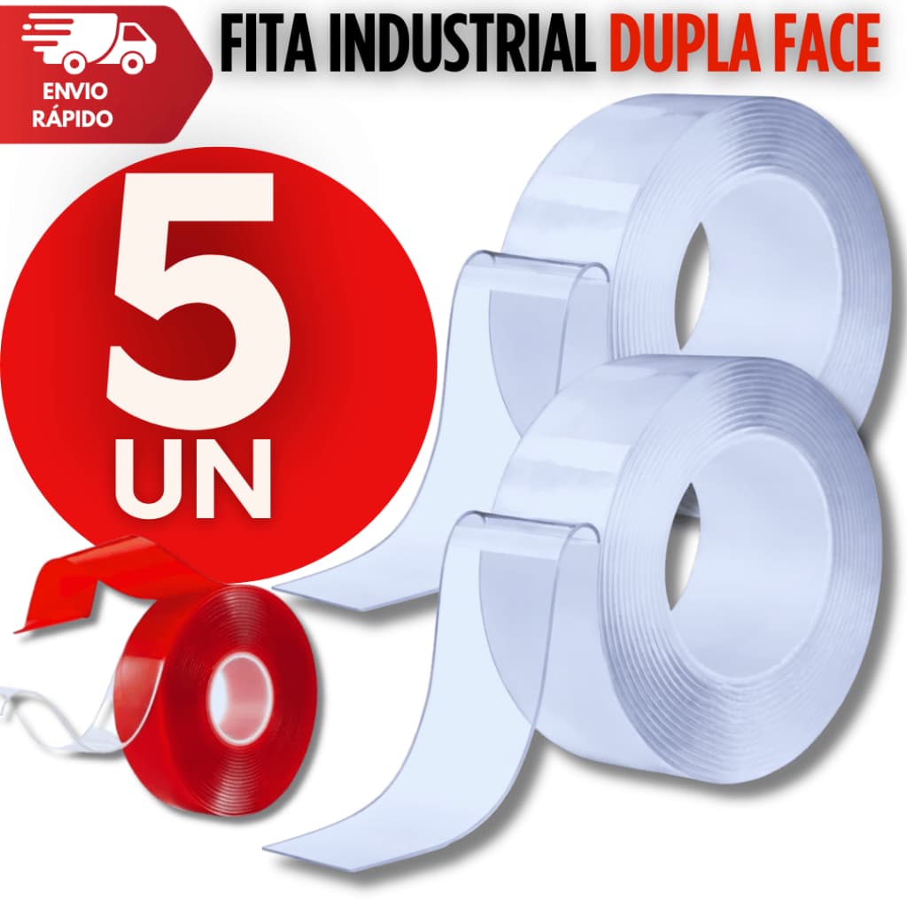 Combo Fitas Dupla Face Extra Forte Transparente 4,5Mtrs Adesiva Cola Parede Móvel Porta Utilidades