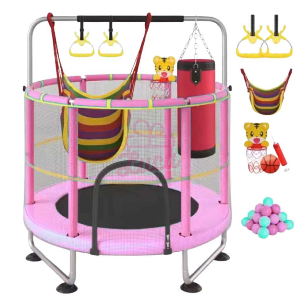 Cama Elastica Jump Rosa Criança Pendurar 1,4m 150kg Varias Cores Criança Diversão Trampolim