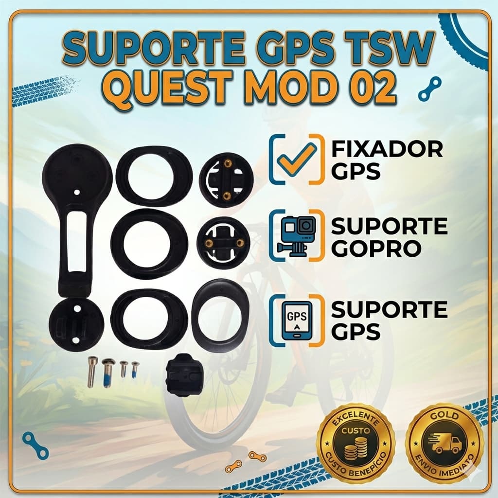 Suporte GPS TSW Quest Mod2 Bike Ciclo Computador Preto