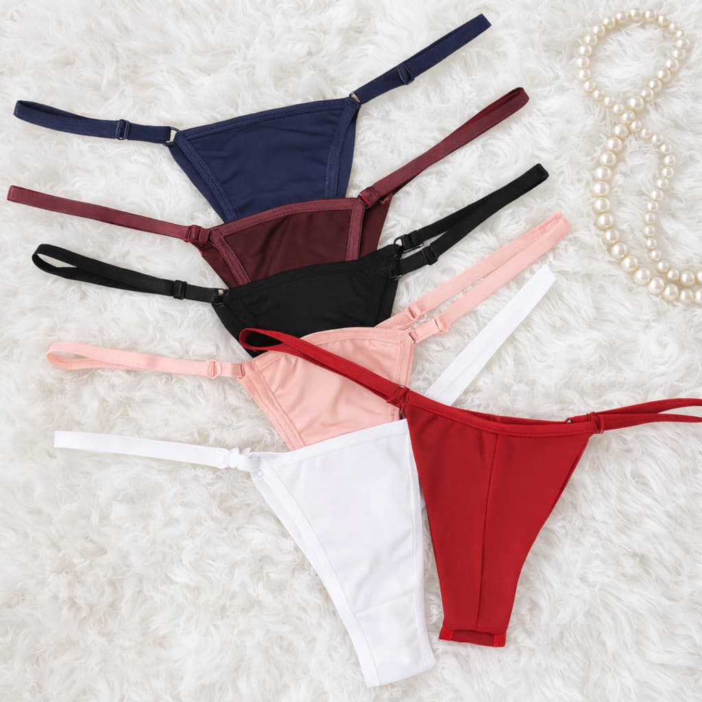 Kit 2 Calcinhas Fio Duplo Feminina Cintura Ajustável Confortável Calcinha Fio Regulagem na Cintura