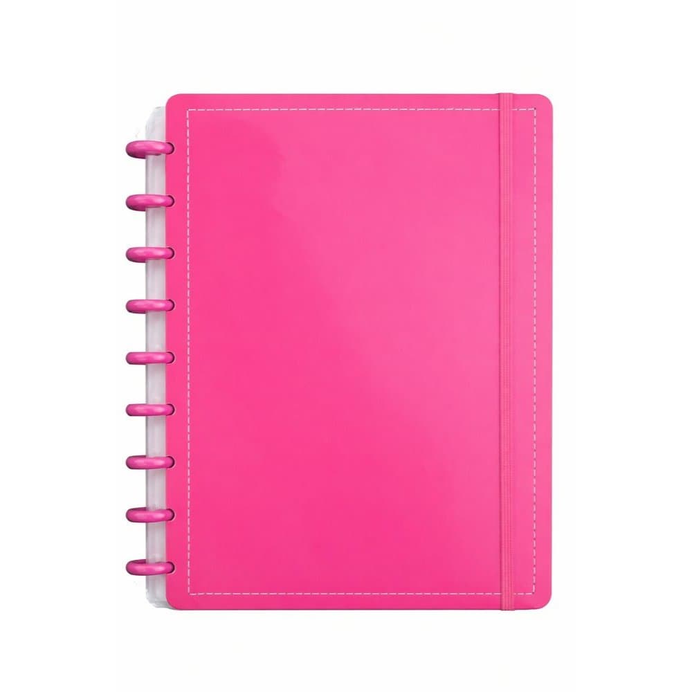 Caderno Inteligente Disco Grande Ping G 60 Folhas Reposicionáveis Capa Dura Rosa Elástico
