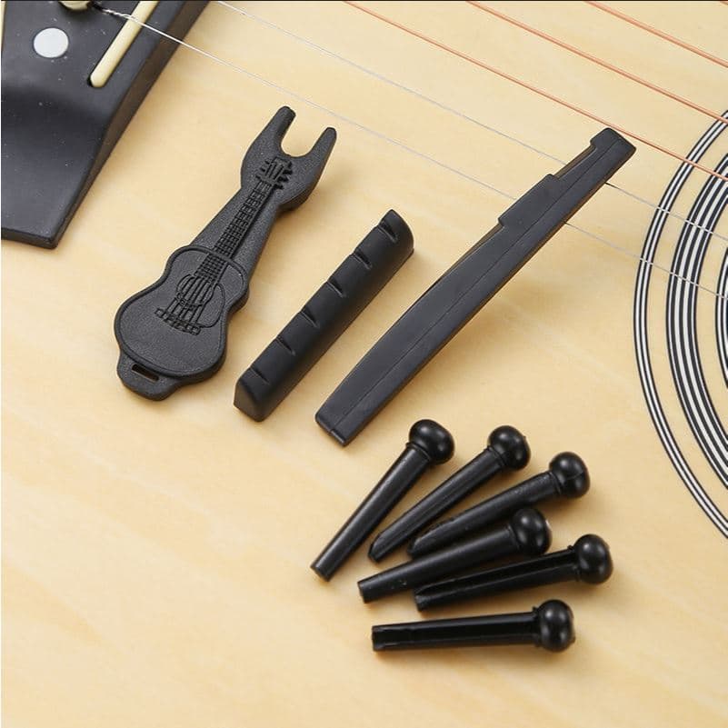 Conjunto 1 6 Cordas De Plástico Ponte Violão Acústico Porca Sela Ponte Entalhada Pin Com Pontos Promoção