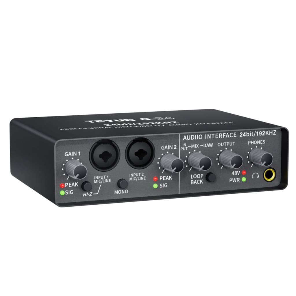 Teyun Q-24 Interface De Audio Profissional Canal USB 2.0 DC 5V +48V Phantom Power 24BIT/192KHZ Para Estúdio/Gravação