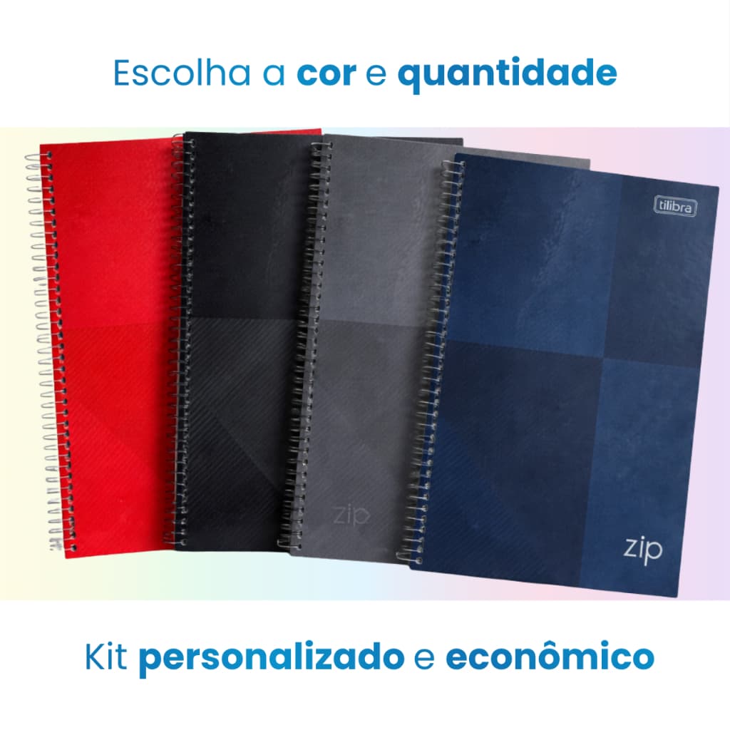 Caderno Universitário 10 Matérias Tilibra Zip 160 Folhas - Kit 1 a 5 Unidades