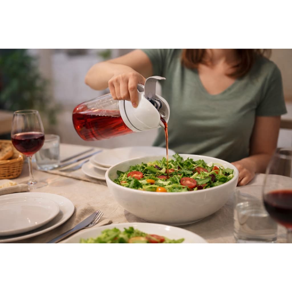 Kit 2 Galheteiro Jarra Azeite Oléo Shoyu Molho Vinagre 630ml Vidro Dispenser Dosador Tampa Alça Cozinha
