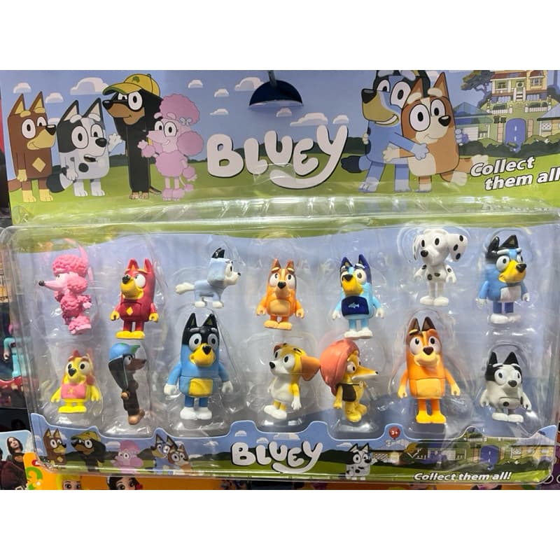 kit família bluey completo com 14 bonecos diferentes