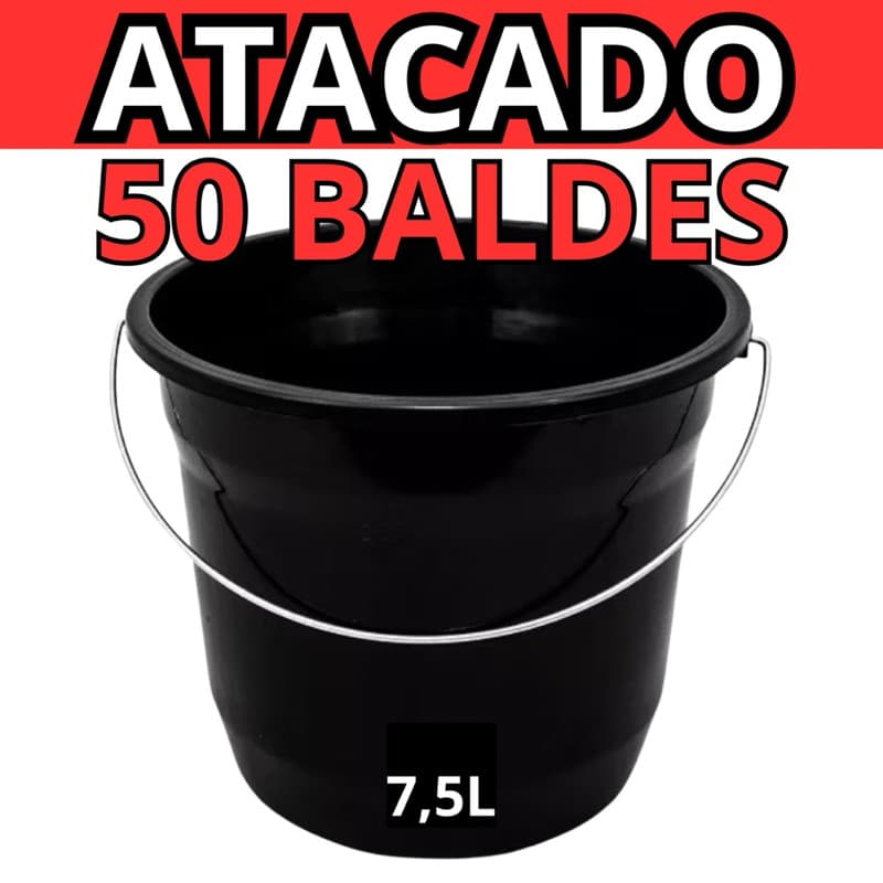Balde Plástico 7,5L Premium Super Reforçado | Limpeza | Uso Doméstico - Alça Metal Atacado Kit até 50 Unid