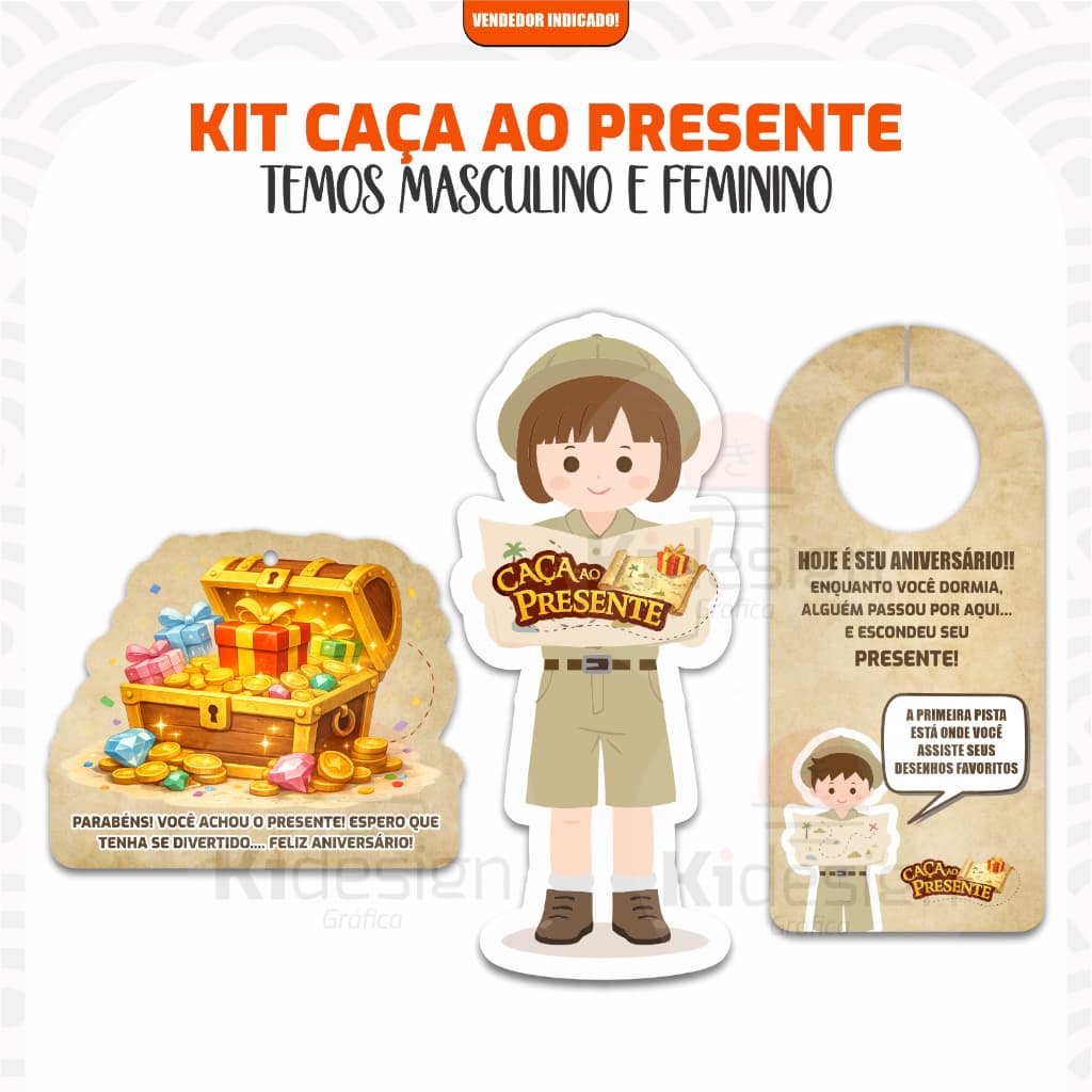 Kit Caça Ao Presente Brincadeira de Criança aniversário comemoração presente