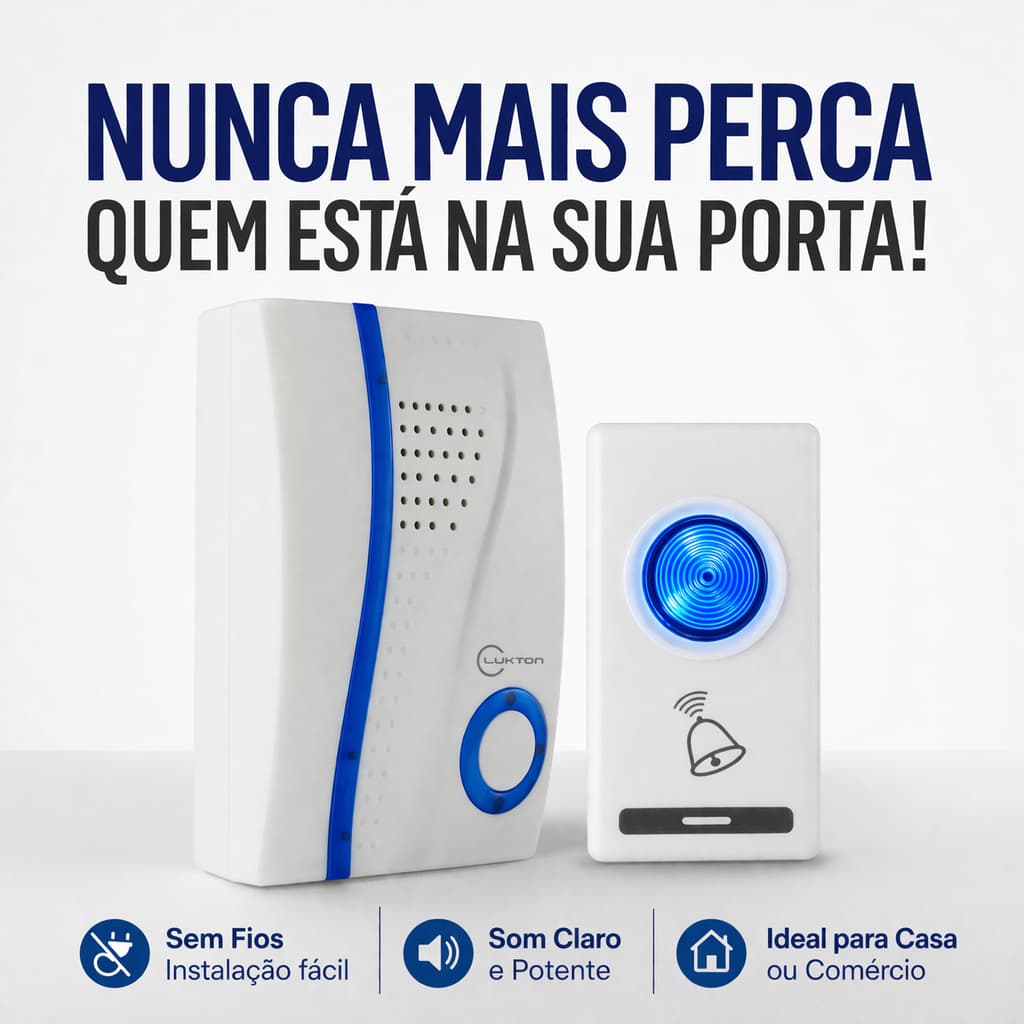 Campainha Sem Fio Bivolt Digital Wireless Tomada - Fácil Instalação Chácara Casa Escritório  ML- A05