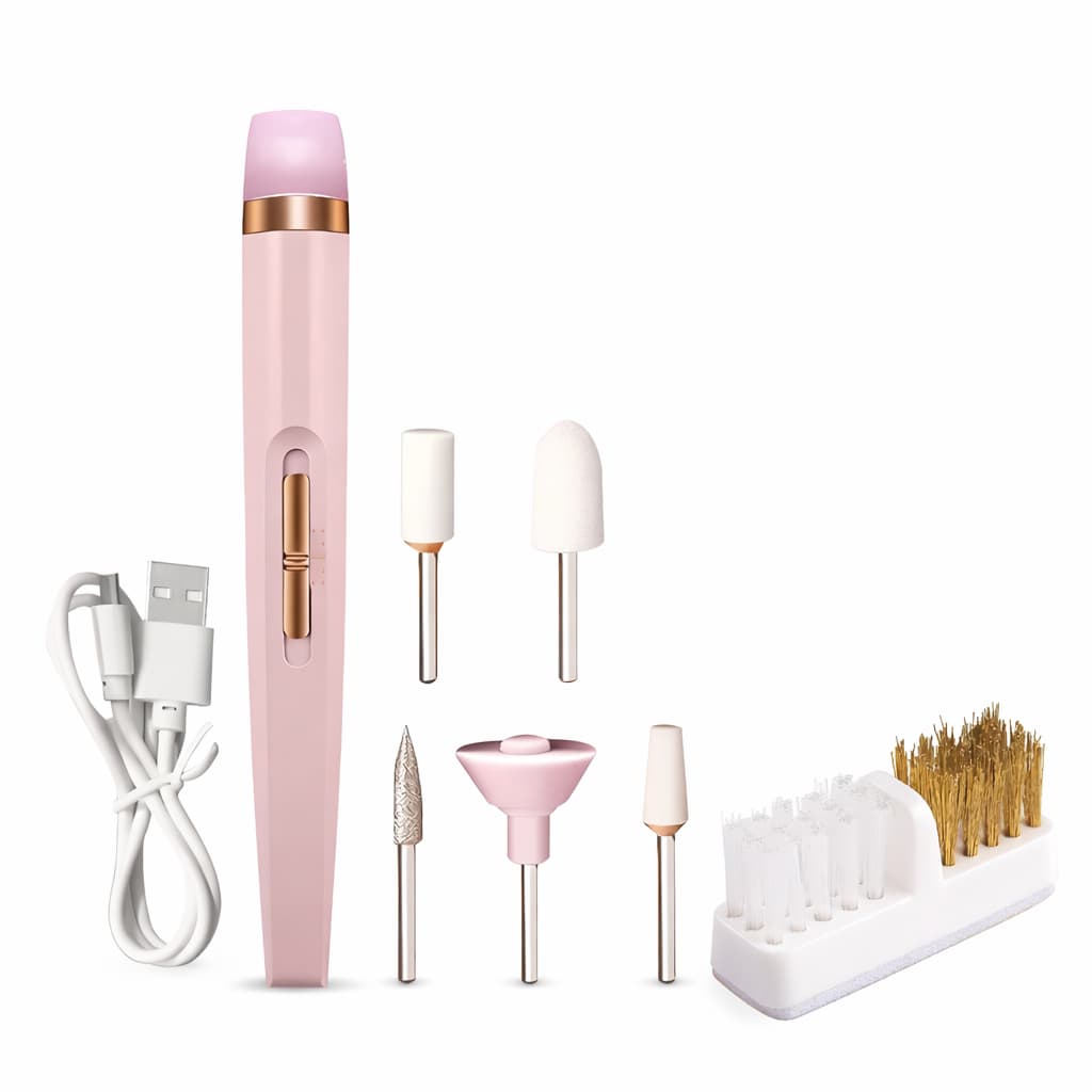 Conjunto de lima de unhas elétrica + escova de limpeza profissional, adequado para manicures e pedicures-GGUAN Oficial