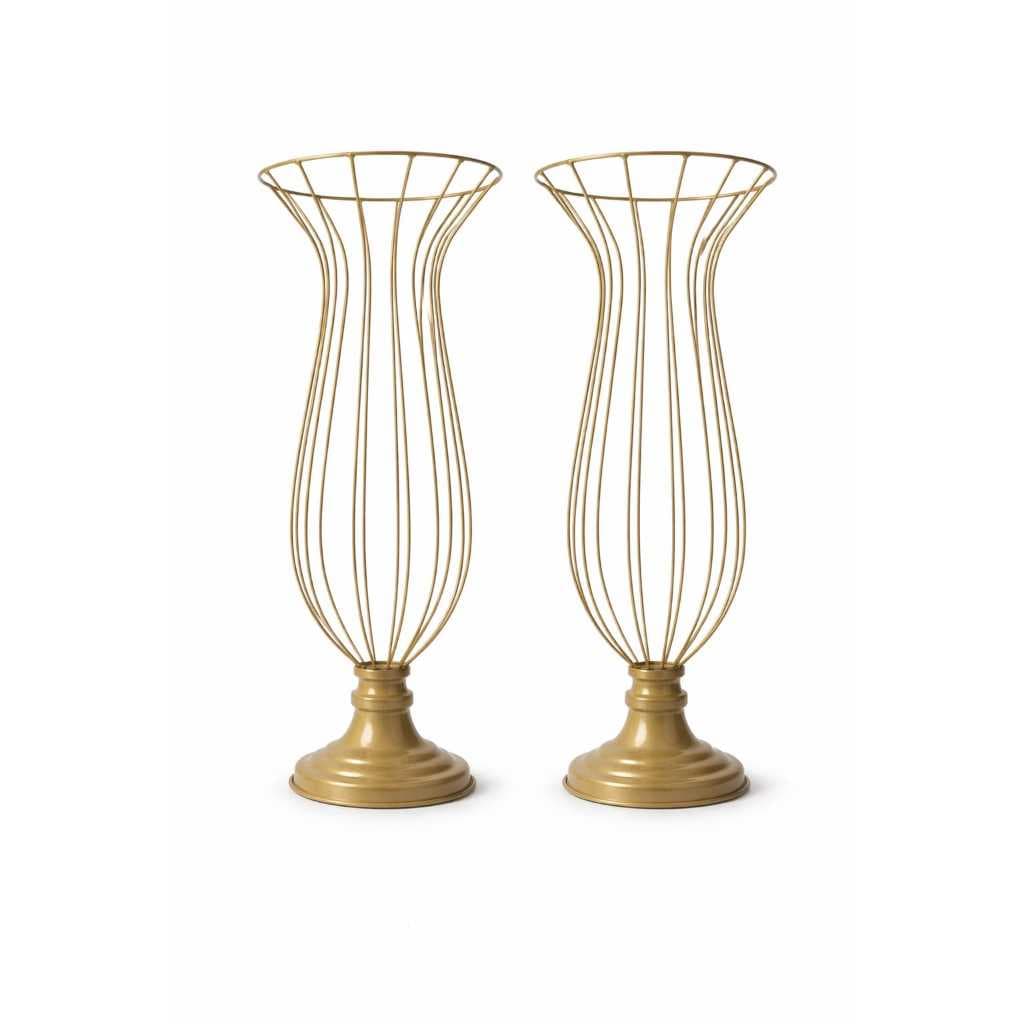 Vaso Decorativo Kit com 2, Dourado ou Preto com Design Vazado – 60 cm de altura