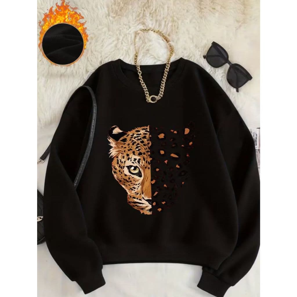 Suéter feminino modelo casual onça varias cores inverno