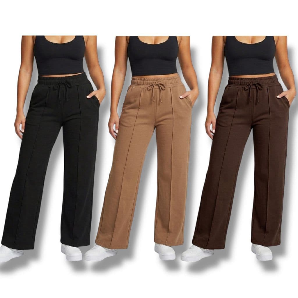 Kit 3 Por 1 CALÇA MOLETINHO PANTALONA COM BOLSO AMPLO CONFORTÁVEL CINTURA ALTA