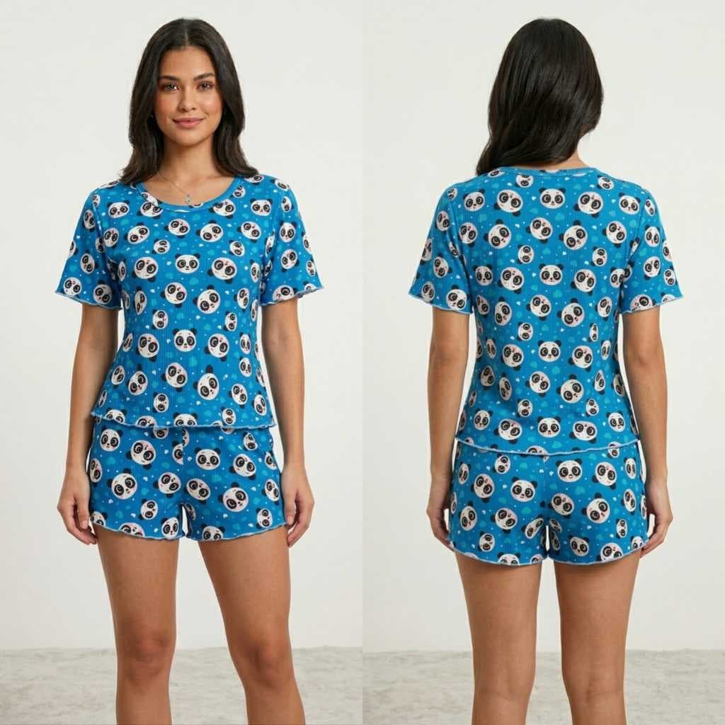 Pijama Feminino Tecido Canelado De Manguinha  Estampado e Liso Baby Doll Manga Algodão Suede Premium