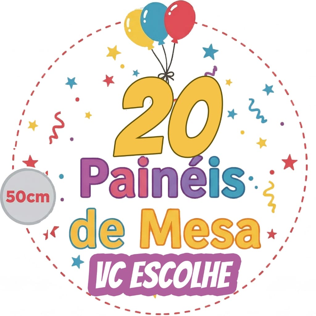 Kit 20 Painéis de Mesa de 50cm - Escolha do Catálogo - Painéis Redondos