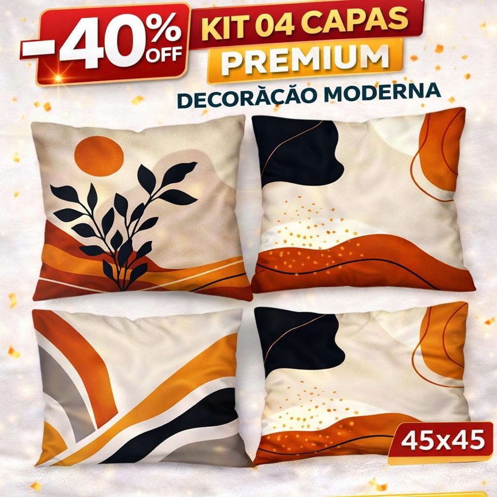 KIT 04 CAPAS PARA ALMOFADA DECORAÇÃO PARA CASA 45X45 HOME