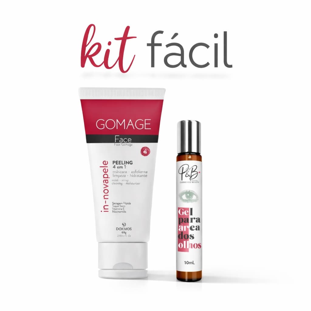 Kit Peeling Facial E Gel Para Olhos Rejuvenescedor Clareador Hidratacao Profunda P&B Cosméticos Beauty