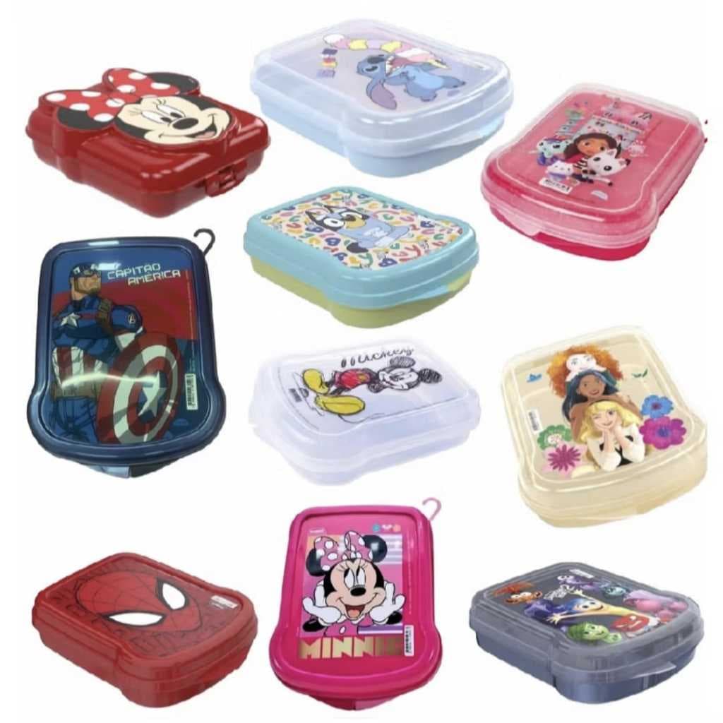 Sanduicheira Infantil Personagens Disney Porta Lanches Pratico Coloridas  Varios Modelos Praticidade Segura