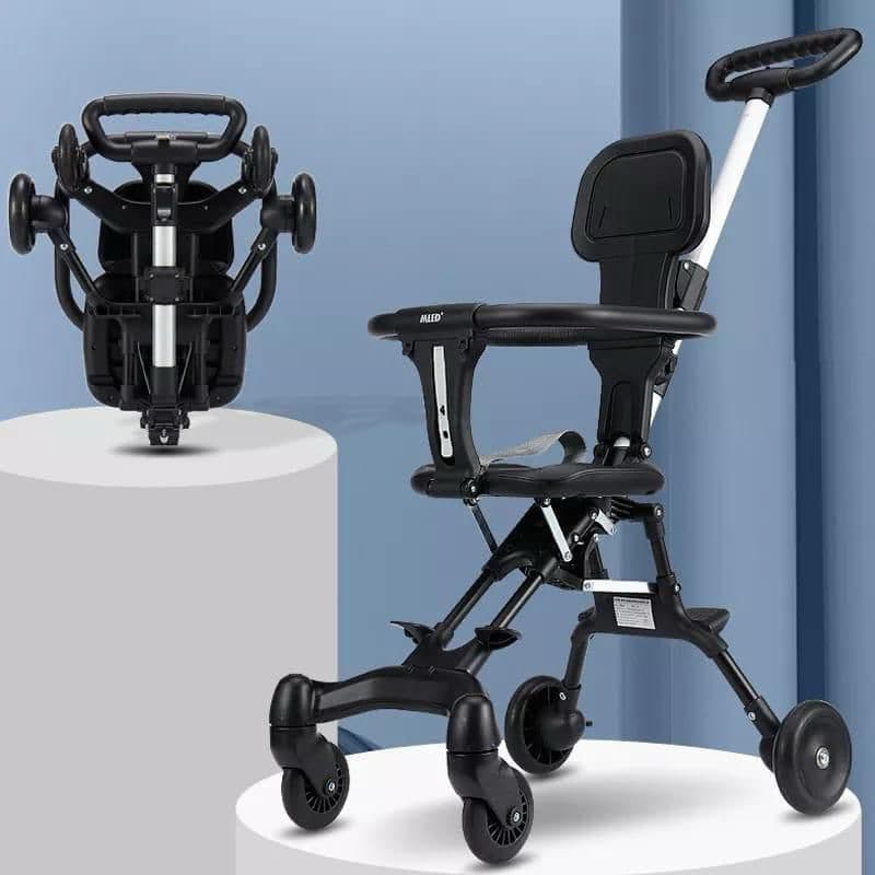 Carrinho Infantil Dobrável Compacto para Viagens e Uso Urbano, Estrutura Leve,Rodas giratórias cinto e fácil de dobra