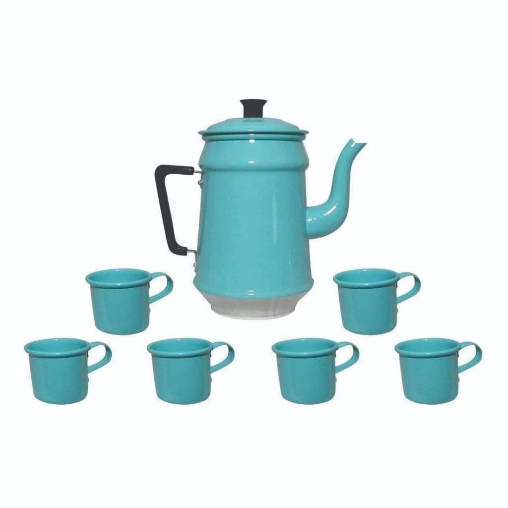 Kit Bule 1 Litro + 6 Canequinhas Café Chá 75ml Em Alumínio Pintura Eletrostática Cantinho do Café