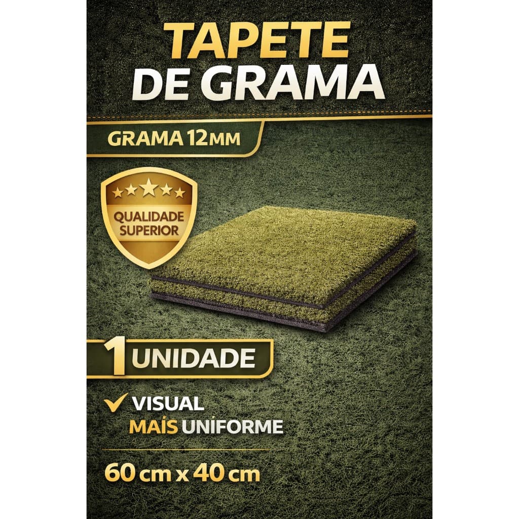 Tapete Higiênico Pet 60x40cm Sanitário Canino em Grama Sintética Lavável