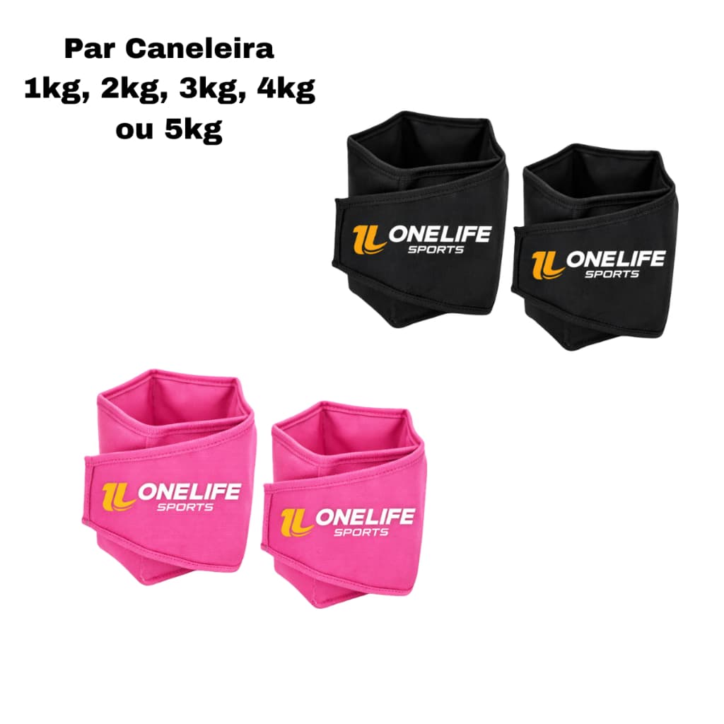 Par Caneleira 1 a 5 kg Preto ou Rosa One Life Sports® | Tornozeleira p/ Treino de Pernas