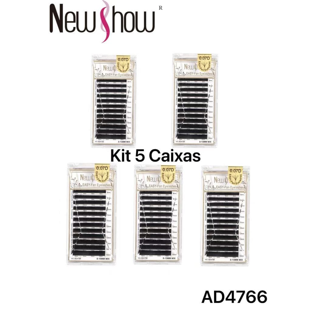 NewShow KIT 5 Cílios Abertura Instantânea Original com Selo Fio/Extensão de Cilios Alongamento