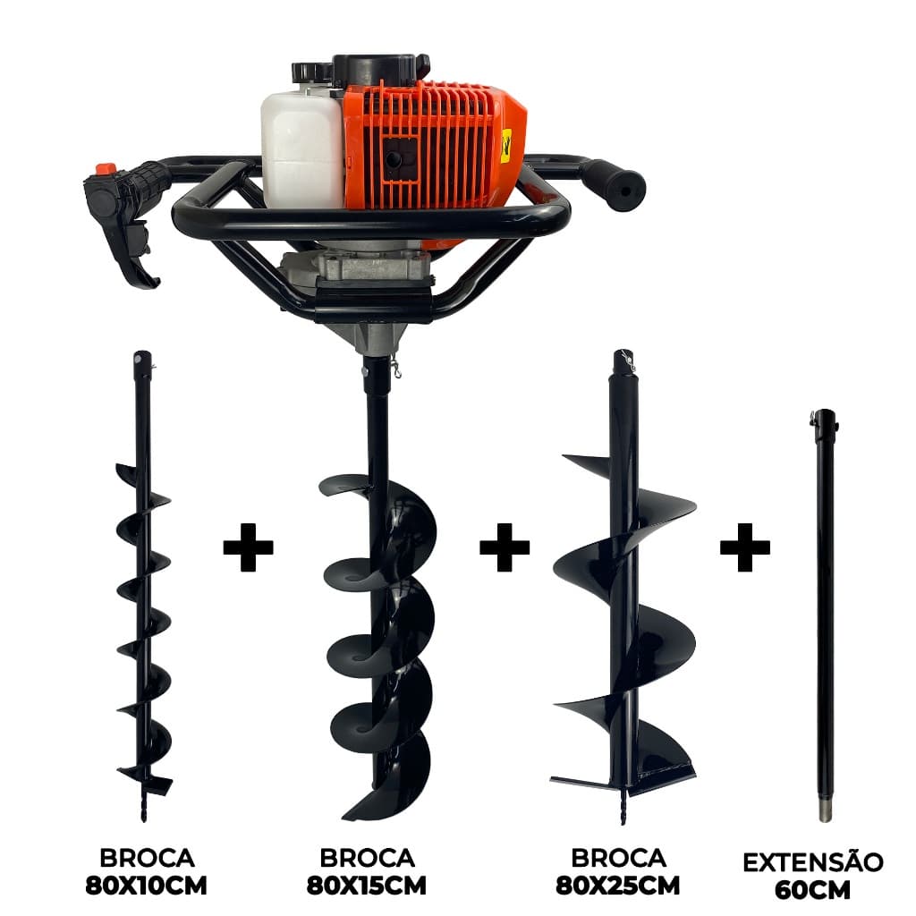 Perfurador de Solo Trado a Gasolina Profissional 52cc 2,5HP Carbon Fak