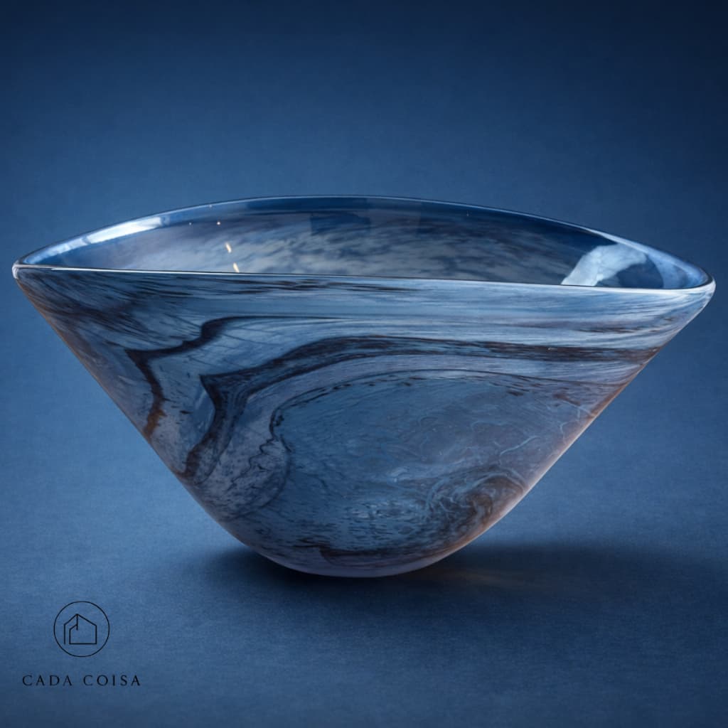 Vaso Decorativo Murano Azul Safira 33x24x16cm Casa, Decor Centro de Mesa Decoração Sala
