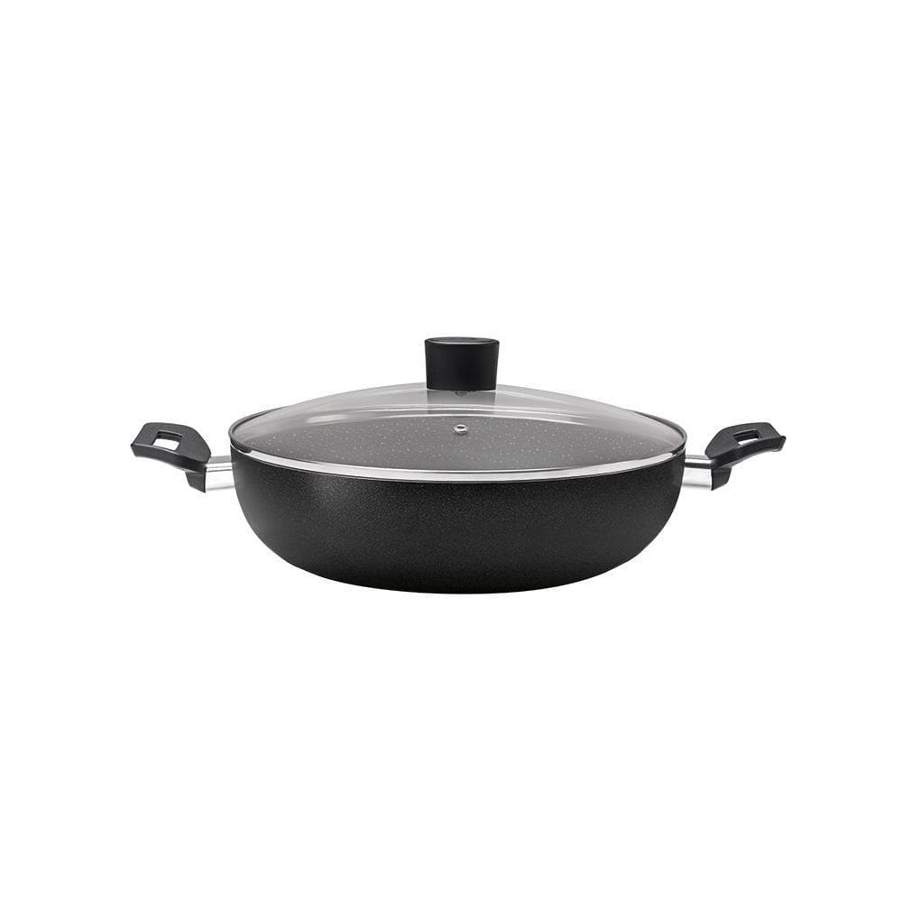 Panela Wok 28cm 3,55L com Tampa e Alça Ebony na cor Preta Brinox - 7190/195