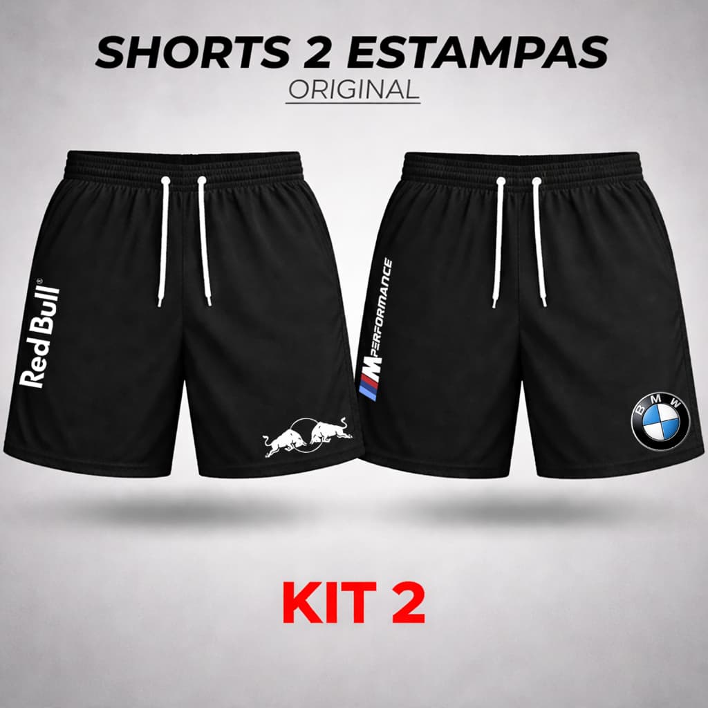 Shorts Tactel Estampado Kit 2 Masculino Bermuda Masculina Secagem Rápida Leve Casual Lazer Academia