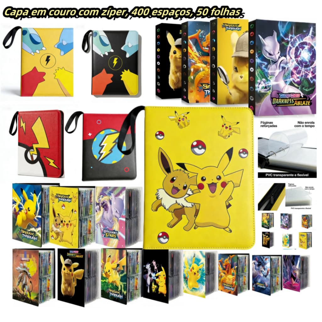 Coleção Pokémon TCG Pikachu – Álbum com Capacidade para 240/400 Cartas, Ideal para Crianças!