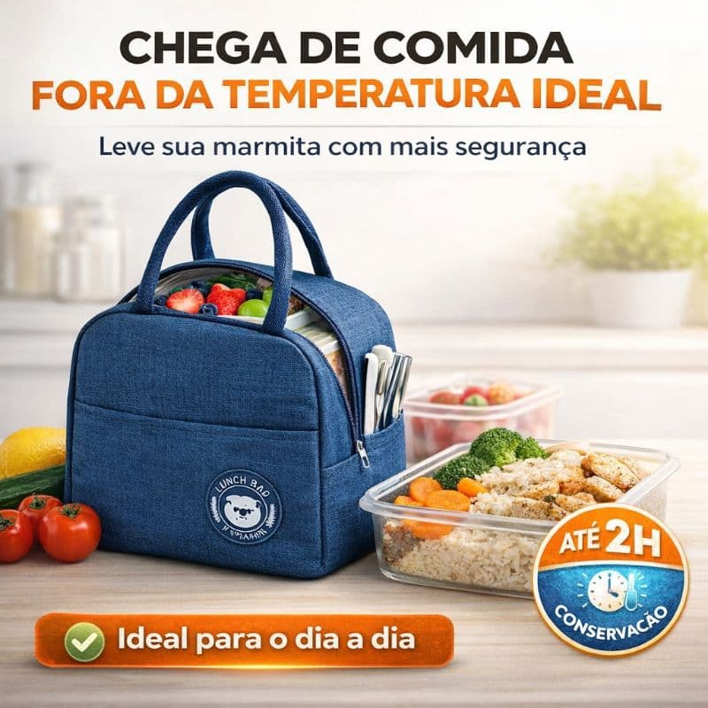Bolsa Térmica Marmita Lancheira com Bolso Lateral 4L Conserva Alimentos Academia Trabalho